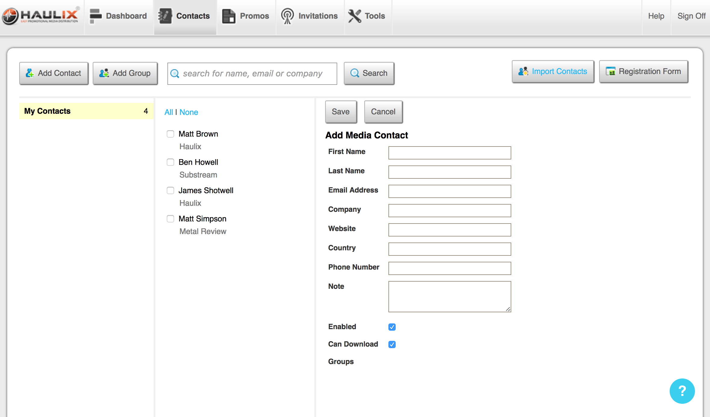 Adding Contacts